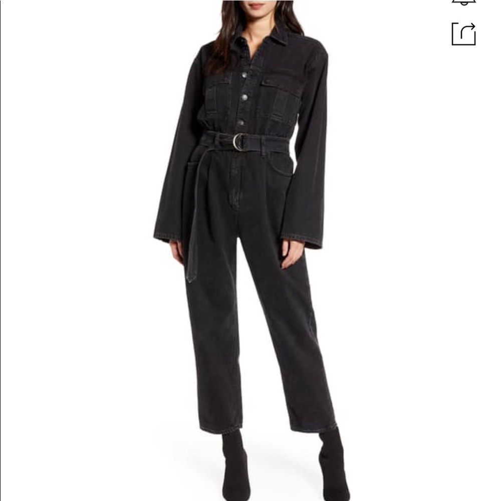 AGolde Tatum Black Denim Jumpsuit